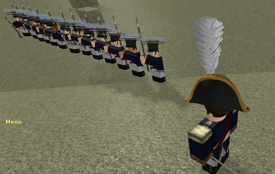 Prussians saluting for Aleczaender, as he inspects them from afar
